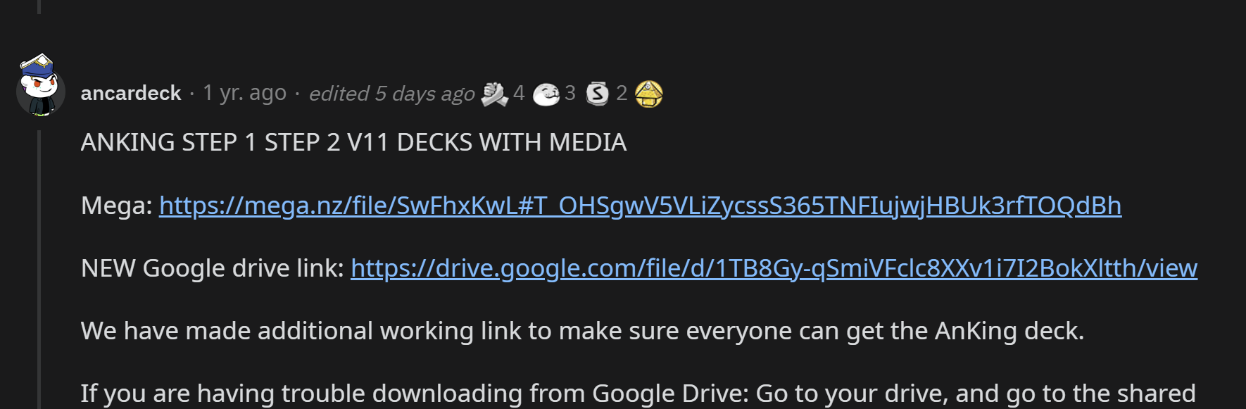 Download AnKing with Media is always in the comments, it has all of the material mentioned in the article